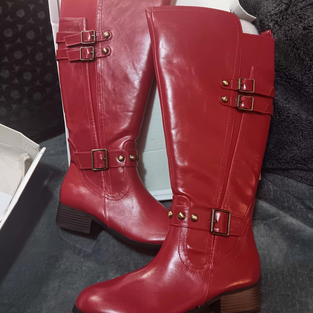 Midnight Velvet Red Over the Knee Boots